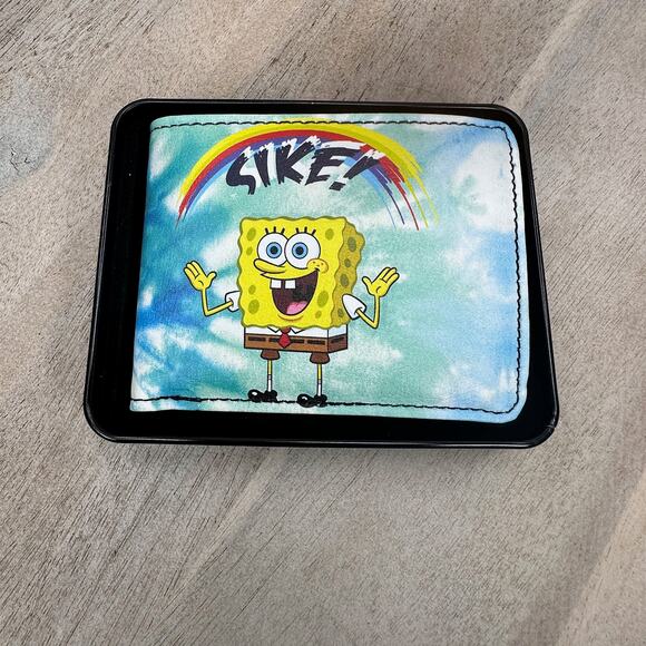 NIB Spongebob Mens Billfold Wallet SIKE Rainbow Tie Dye Nickleodeon Buckle Down - Picture 1 of 10
